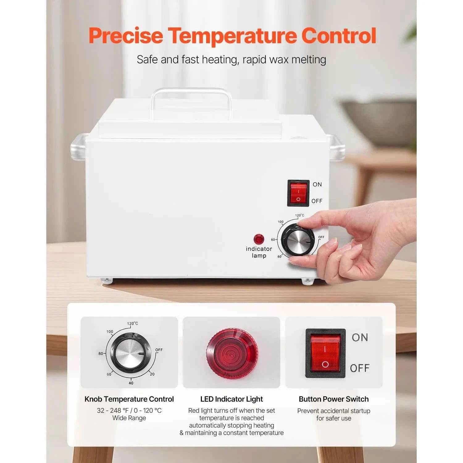 Single Wax Warmer 300W with 100 Wax Sticks-2500ml / United States