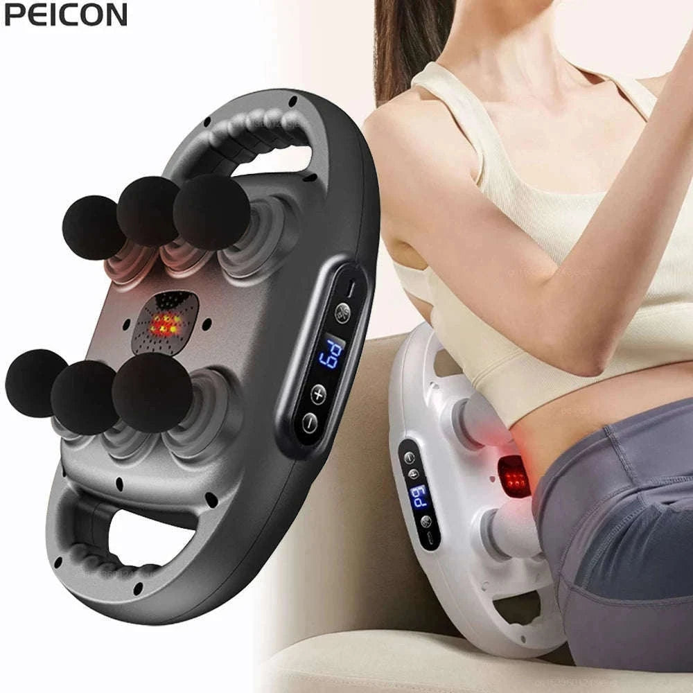 Six-Head Fascia Massage Gun for Deep Muscle Relief-Black