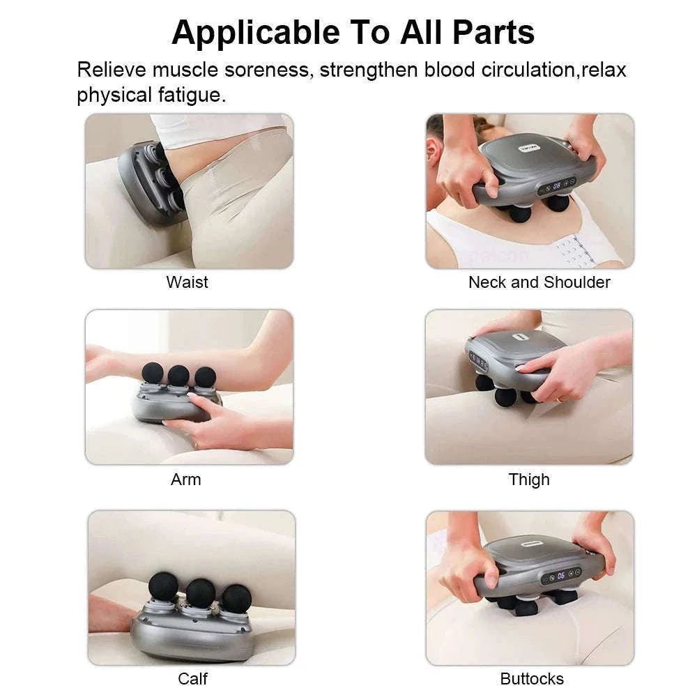 Six-Head Fascia Massage Gun for Deep Muscle Relief-Black