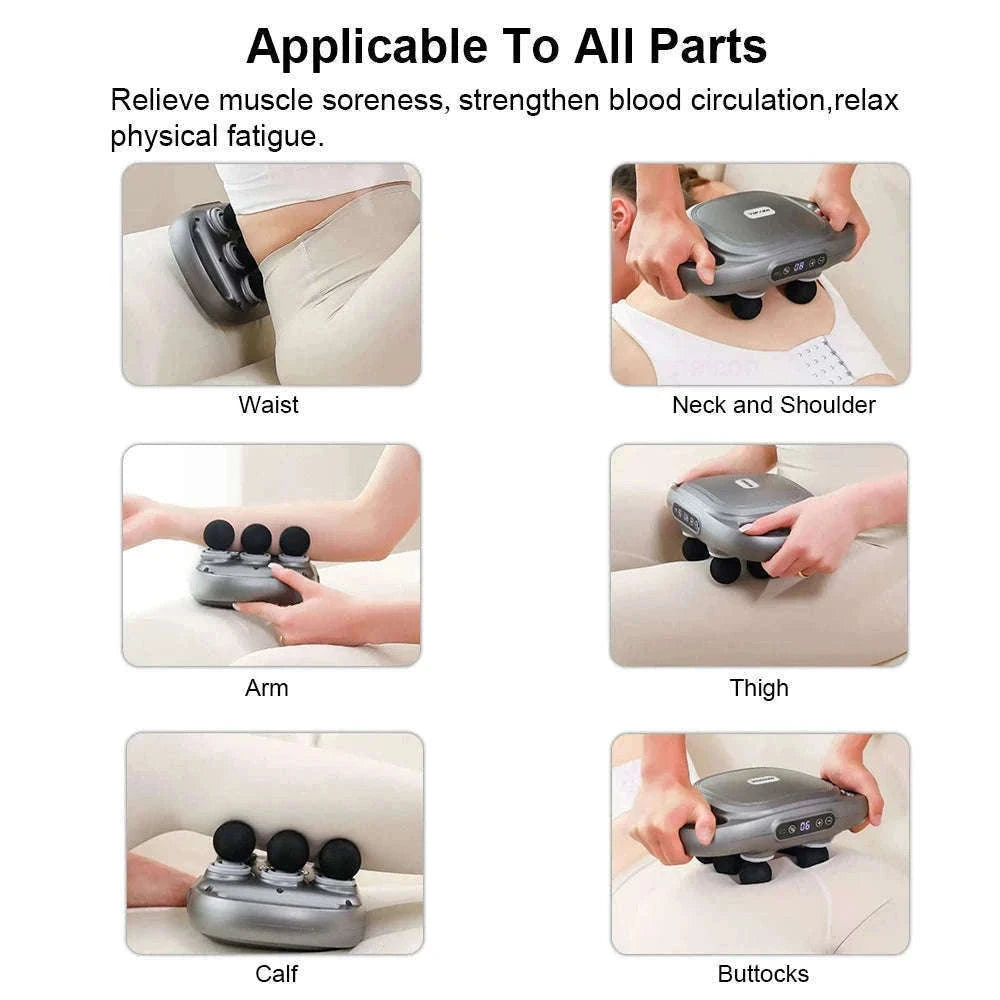 Six-Head Fascia Massage Gun for Deep Muscle Relief-Black