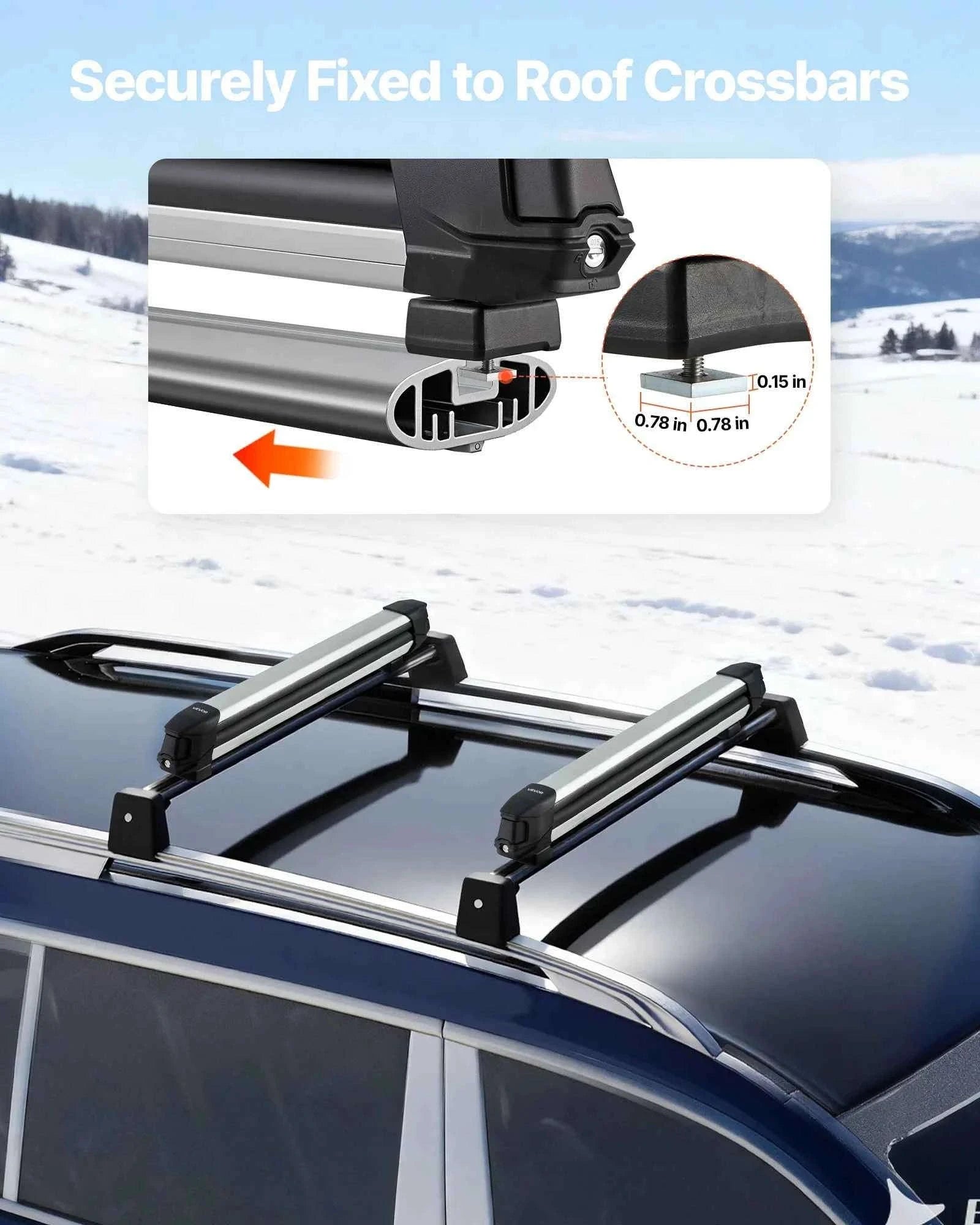 Ski and Snowboard Roof Rack for 6 Pairs of Skis or 4 Snowboards-Slide Rail 6 / United States