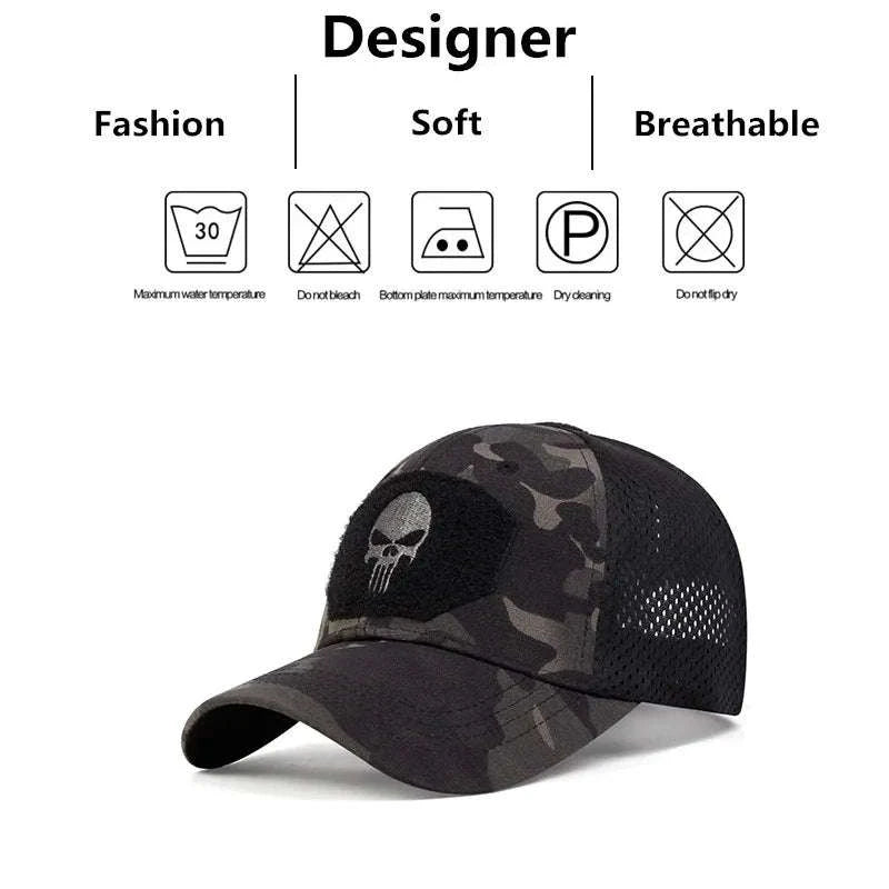 Skull Embroidered Baseball Cap with Breathable Patch Design-SFH8