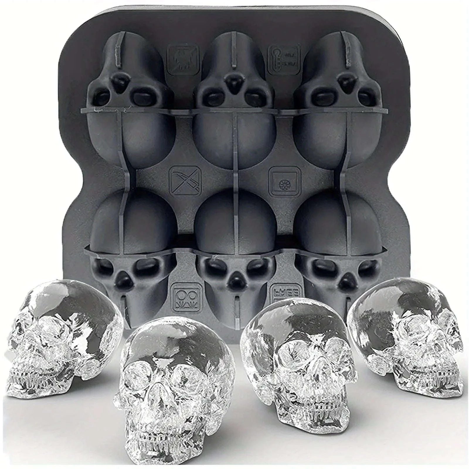 Skull Ice Ball Mold – 3D Silicone Ice Cube Tray-10 grid