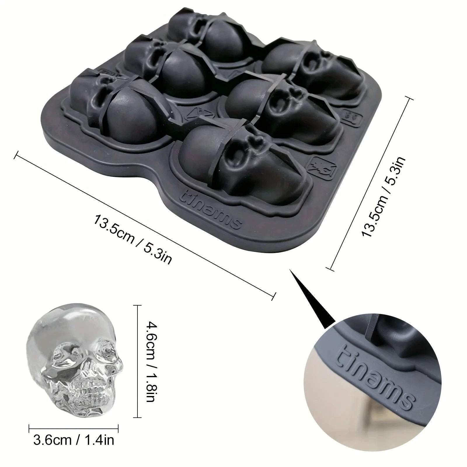 Skull Ice Ball Mold – 3D Silicone Ice Cube Tray-10 grid