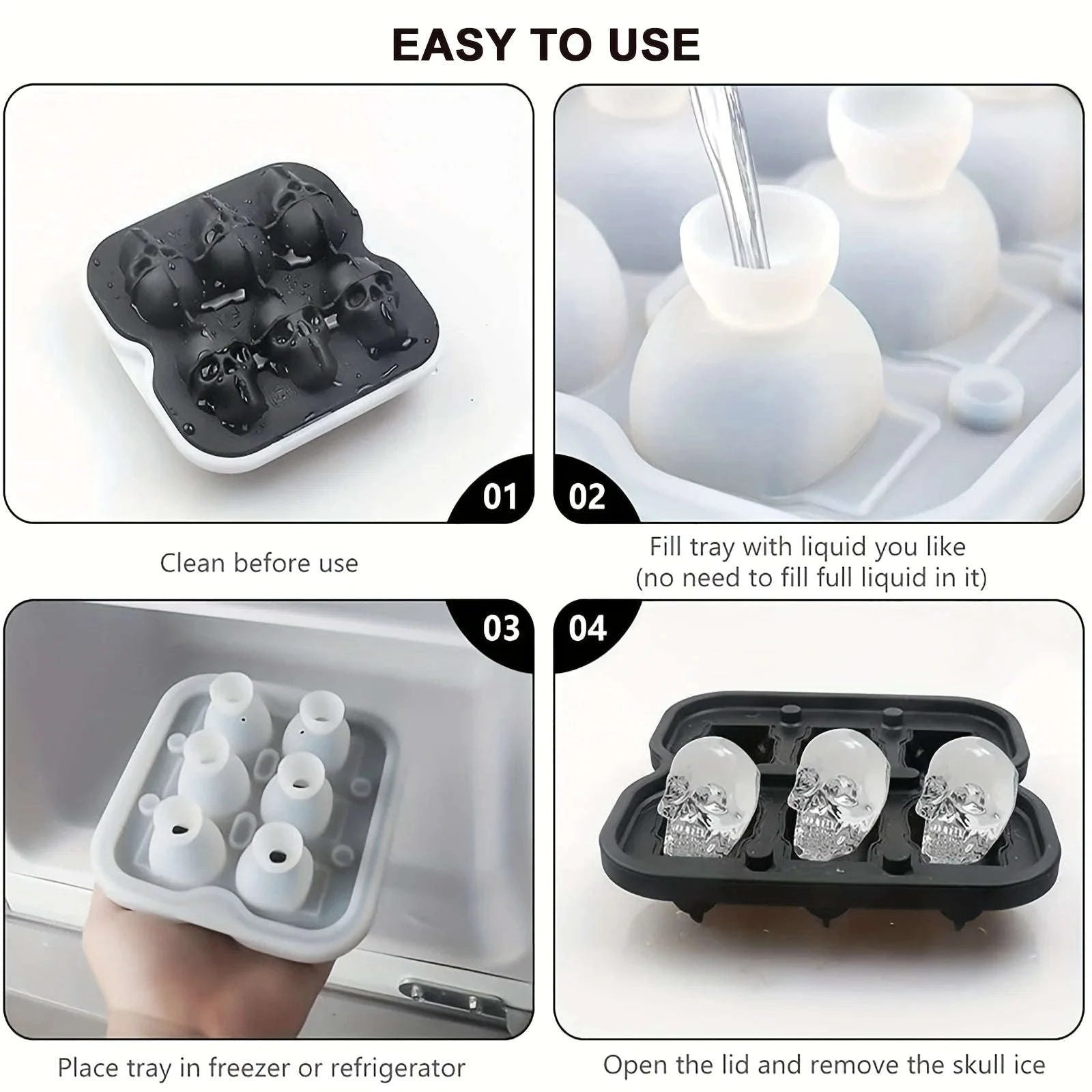 Skull Ice Ball Mold – 3D Silicone Ice Cube Tray-10 grid