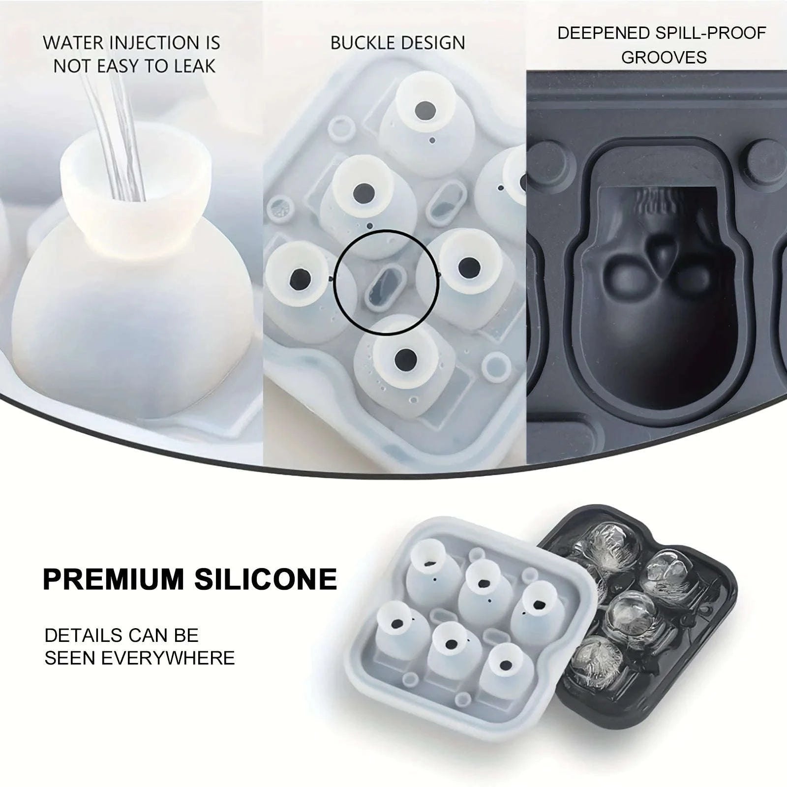 Skull Ice Ball Mold – 3D Silicone Ice Cube Tray-10 grid