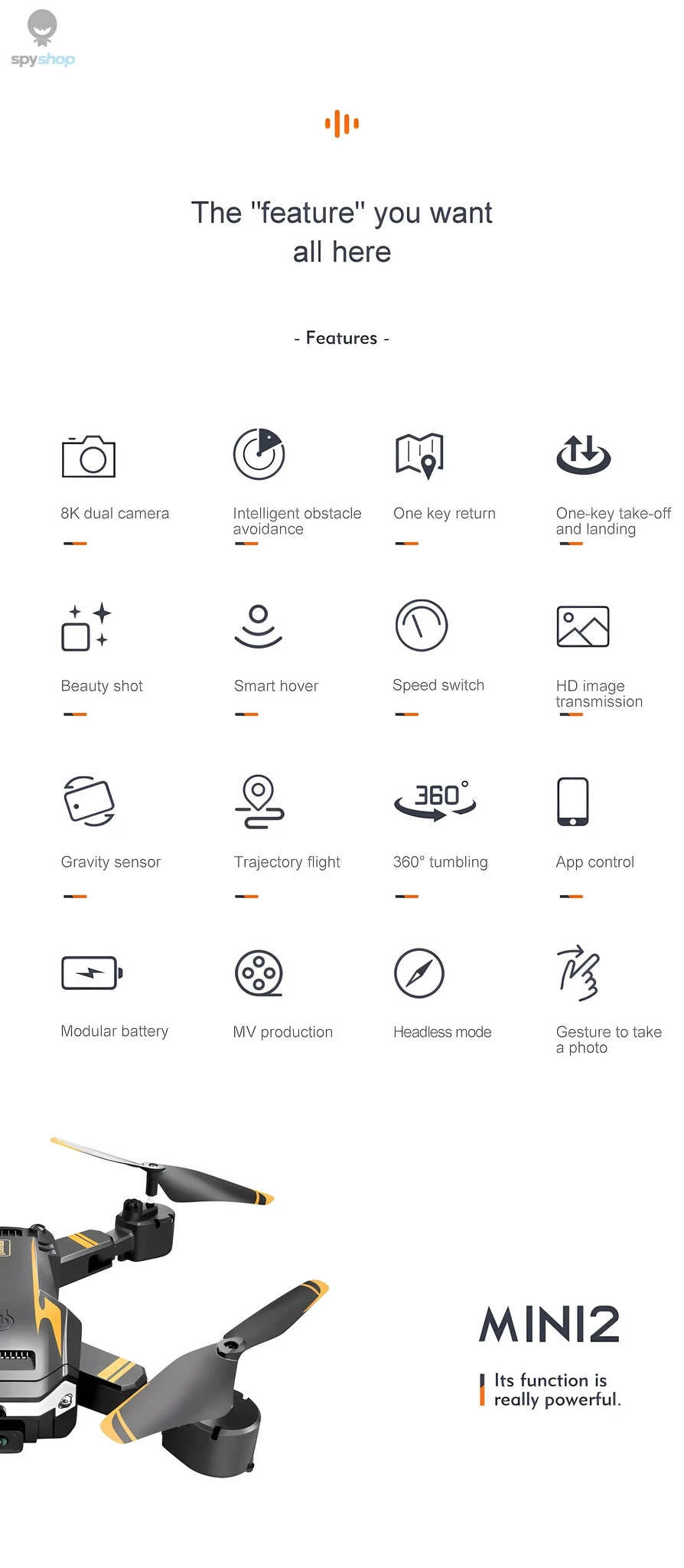 SkyRider G6 Professional Drone-Yellow Dual 8K-1B