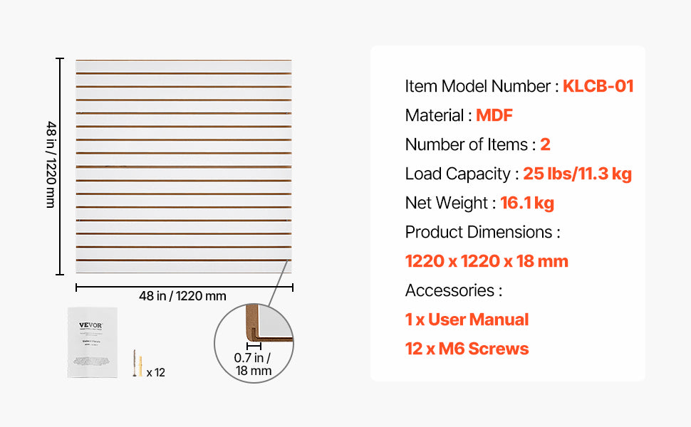 4x4 Ft Slatwall Panel MDF Modular Garage Storage Wall System