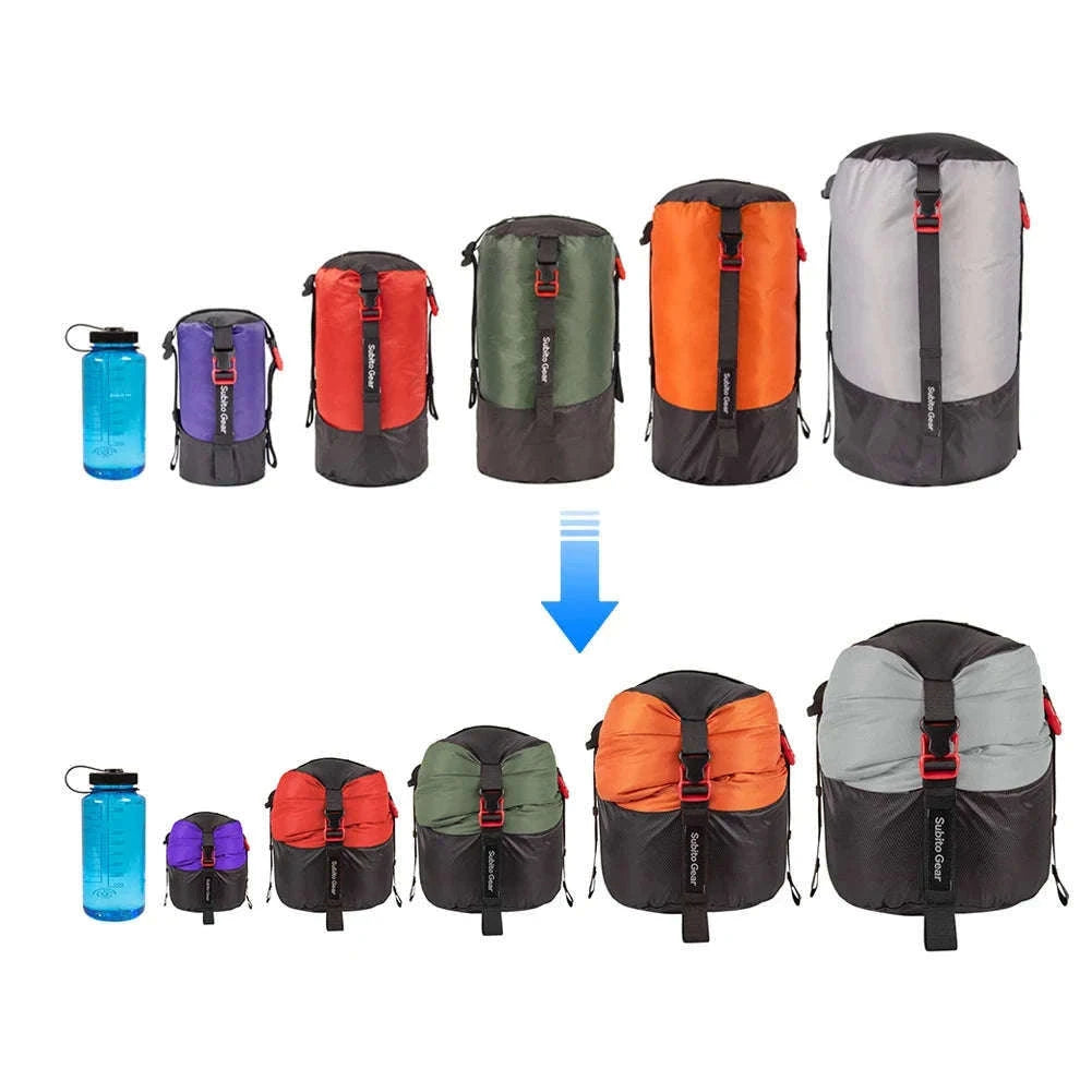 Sleeping Bag Compression Storage Bag Waterproof Portable Ultralight 1-25L-Purple 1-2L