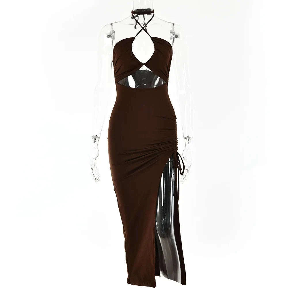 Sleeveless Sexy Bodycon Club Dress for Night Out Confidence-M / Brown