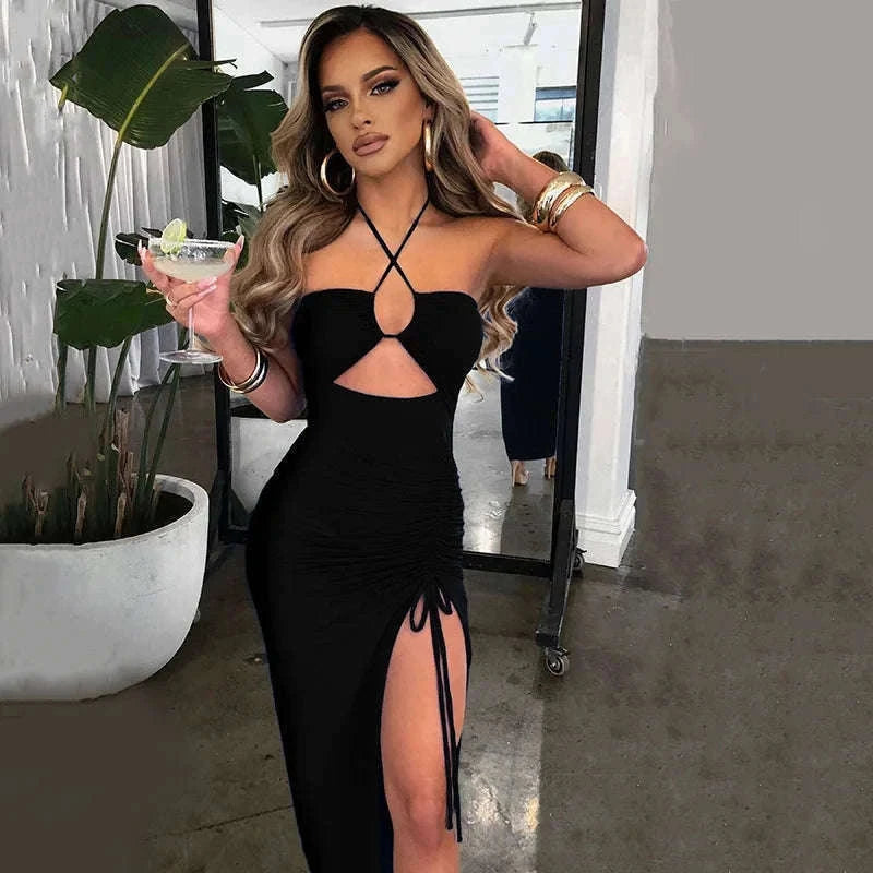 Sleeveless Sexy Bodycon Club Dress for Night Out Confidence-M / Brown