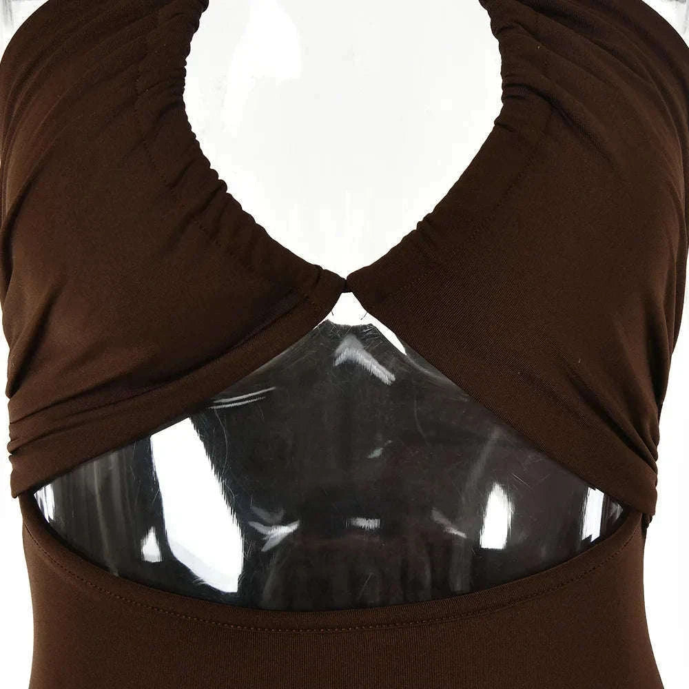 Sleeveless Sexy Bodycon Club Dress for Night Out Confidence-M / Brown