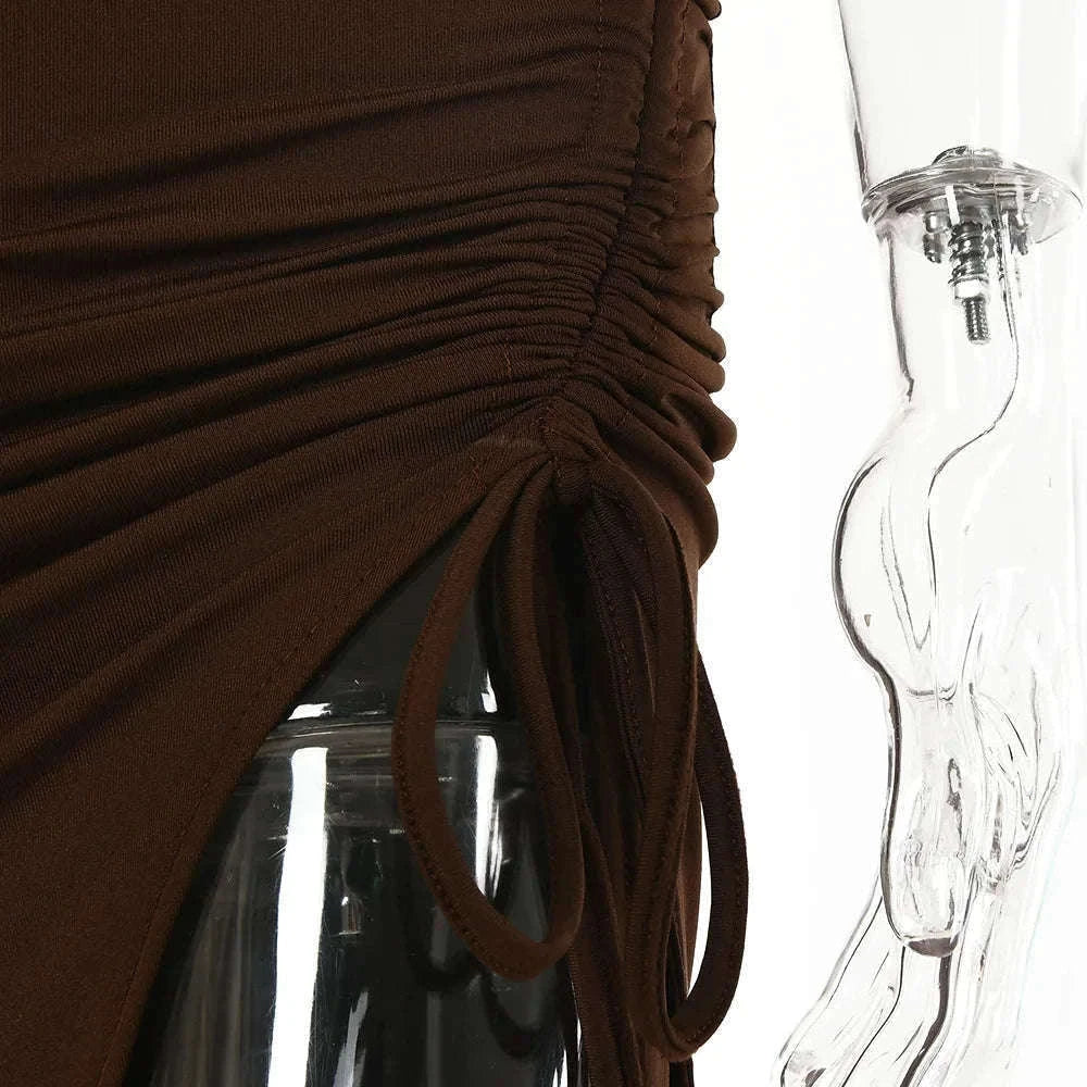 Sleeveless Sexy Bodycon Club Dress for Night Out Confidence-M / Brown