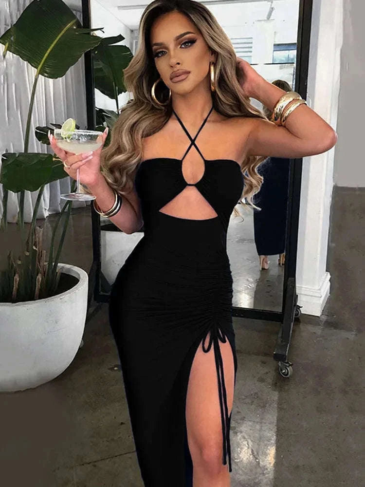 Sleeveless Sexy Bodycon Club Dress for Night Out Confidence-M / Brown