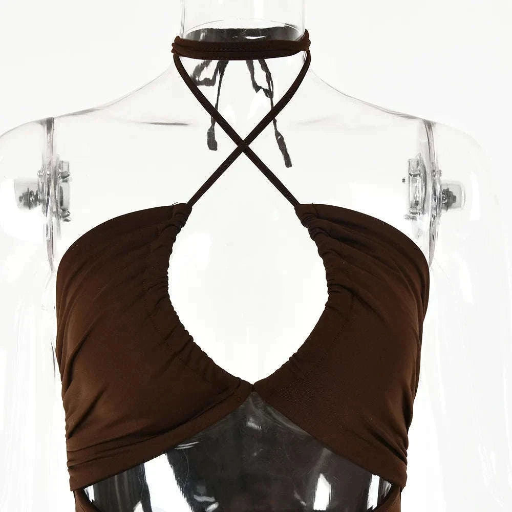 Sleeveless Sexy Bodycon Club Dress for Night Out Confidence-M / Brown