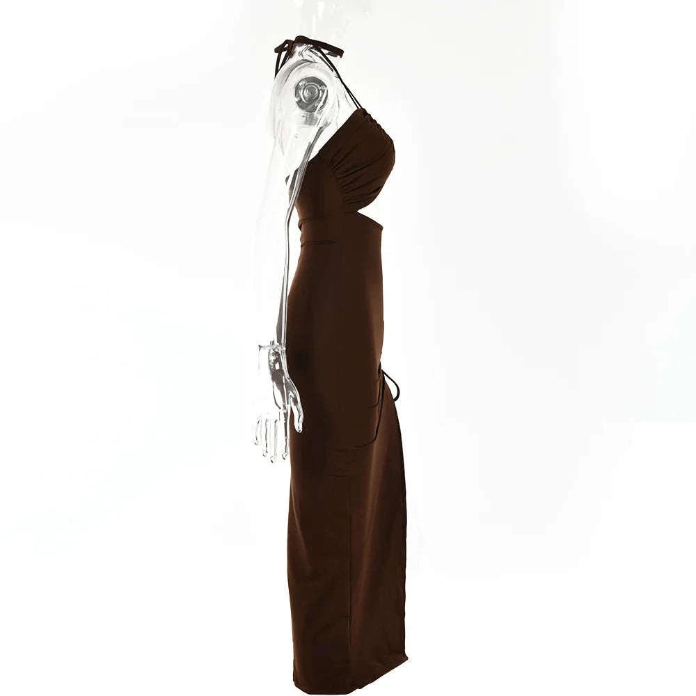 Sleeveless Sexy Bodycon Club Dress-M / Brown