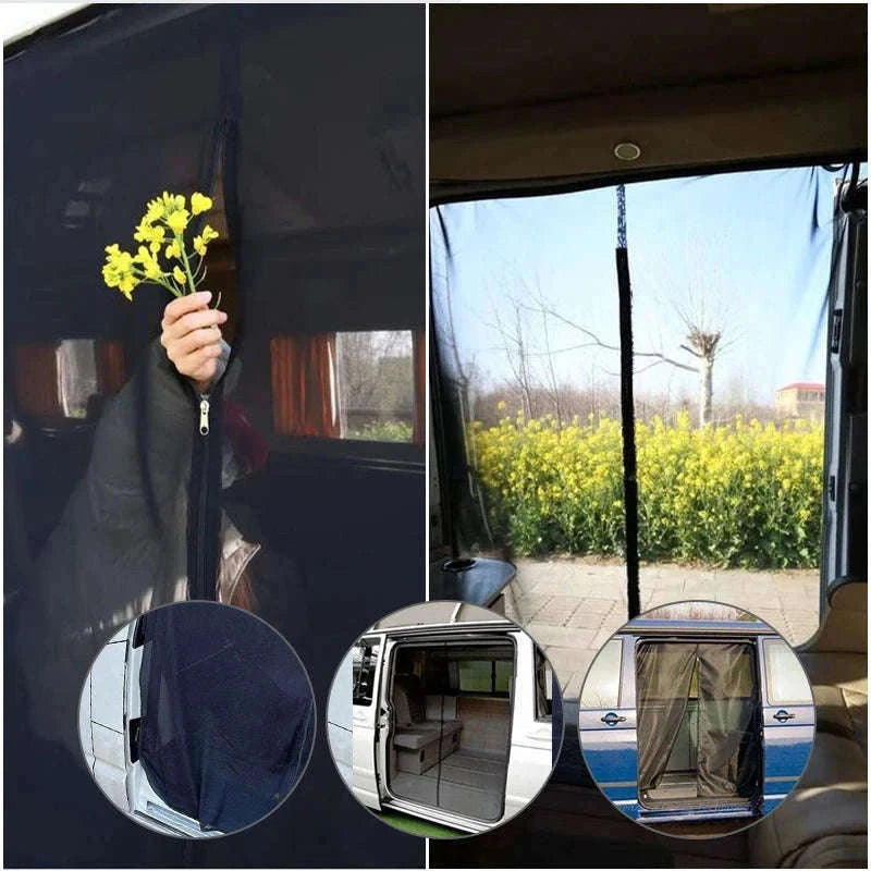Sliding Door Magnetic Insect Screen Net for T5 T6-black