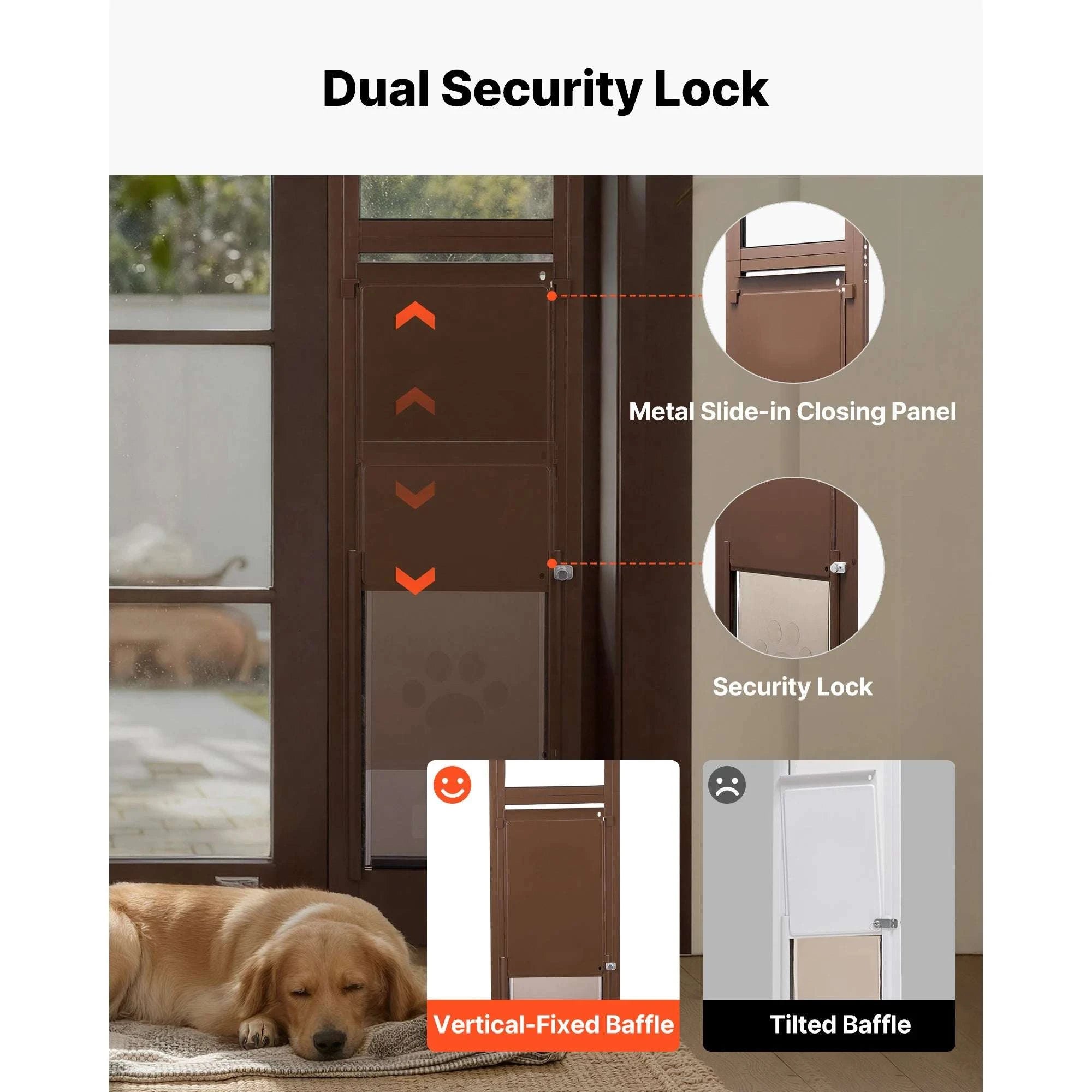 Sliding Glass Dog Door with Lock – Adjustable Aluminum Pet Panel-75 to 81in L / United States