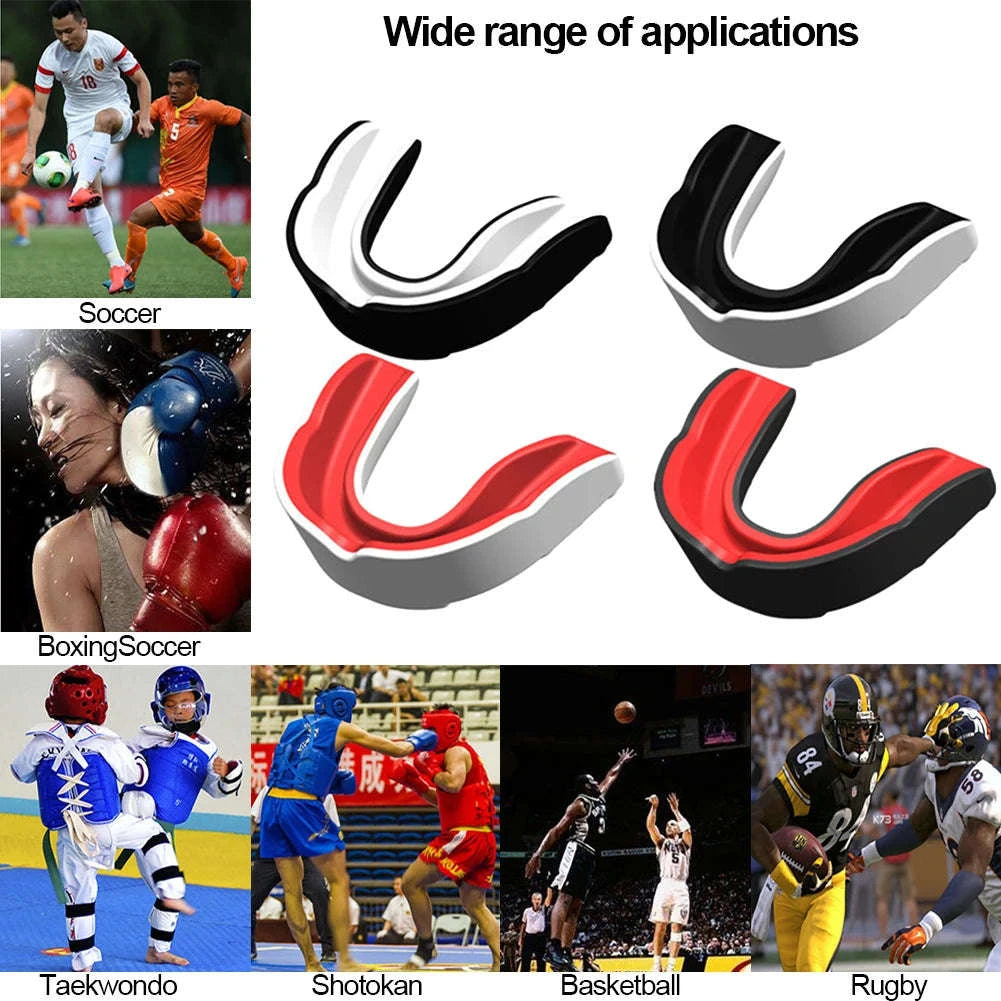 Slim Fit Sports Mouth Guard for Boxing Football Hockey (1–4 Pack)-1X  Black white / China Mainland