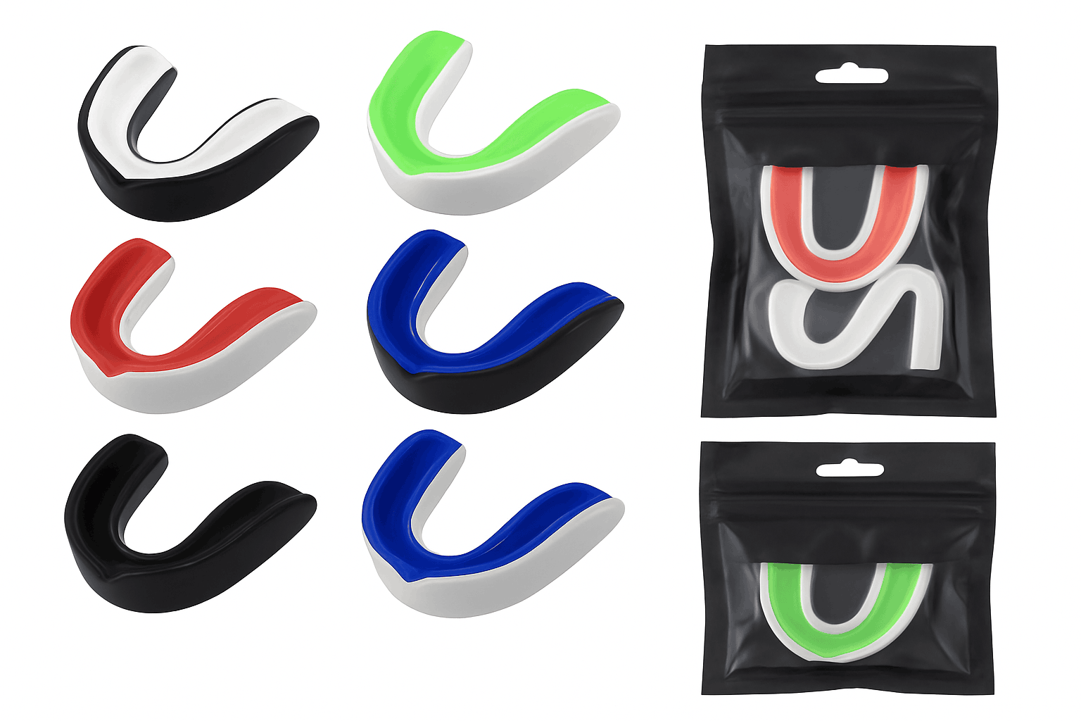 Slim Fit Sports Mouth Guard for Boxing Football Hockey (1–4 Pack)-1X  White Black / China Mainland