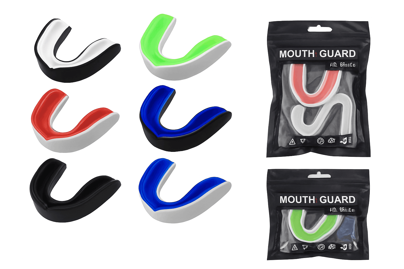 Slim Fit Sports Mouth Guard for Boxing Football Hockey (1–4 Pack)-1X  White Black / China Mainland