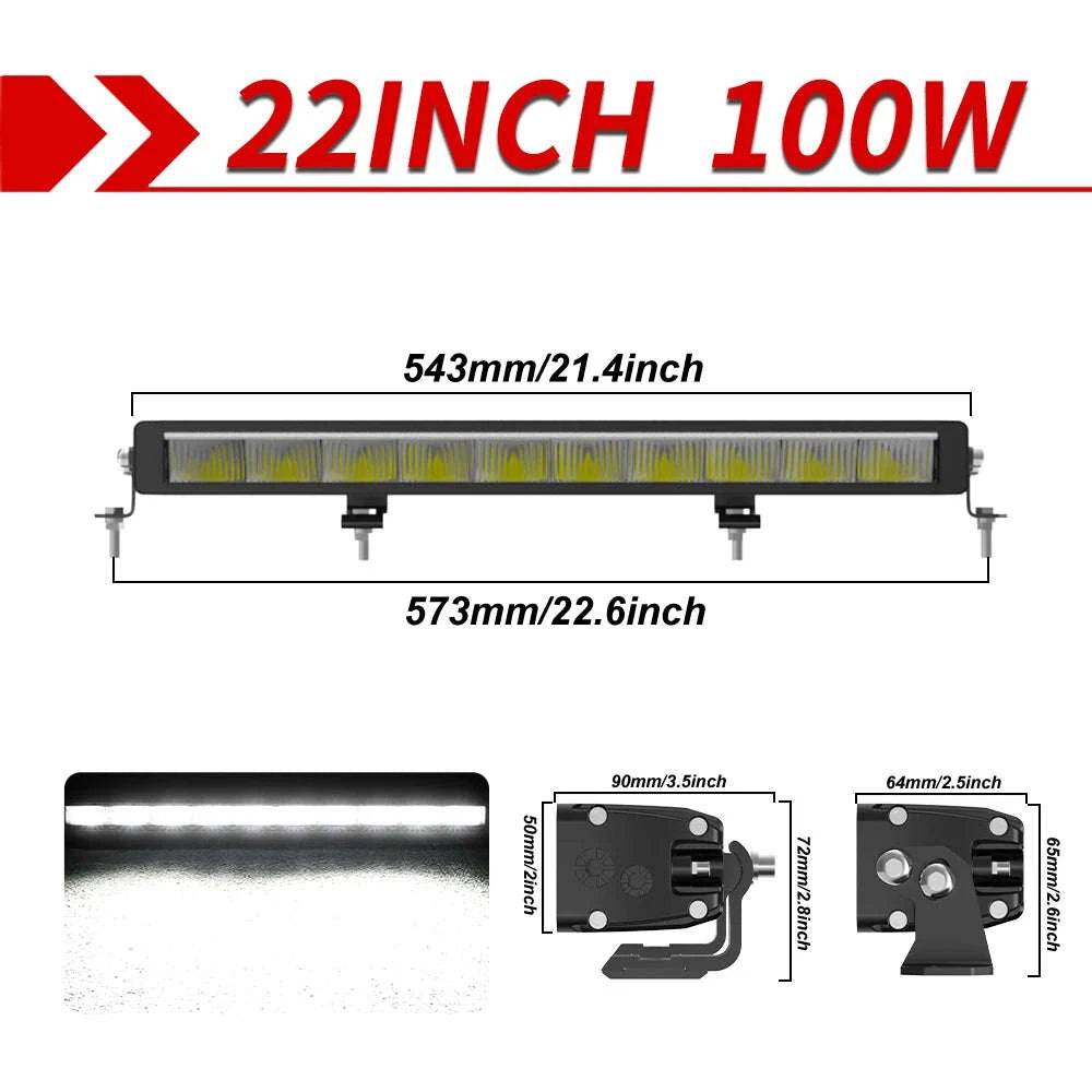 Slim LED Light Bar White & Amber 42 Inch 6500K 3500K DRL 30000LM 12V 24V-32inch / spain