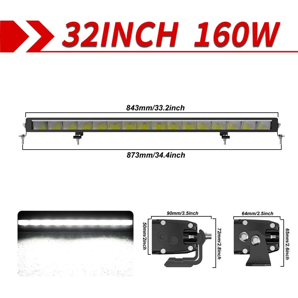Slim LED Light Bar White & Amber 42 Inch 6500K 3500K DRL 30000LM 12V 24V-32inch / spain