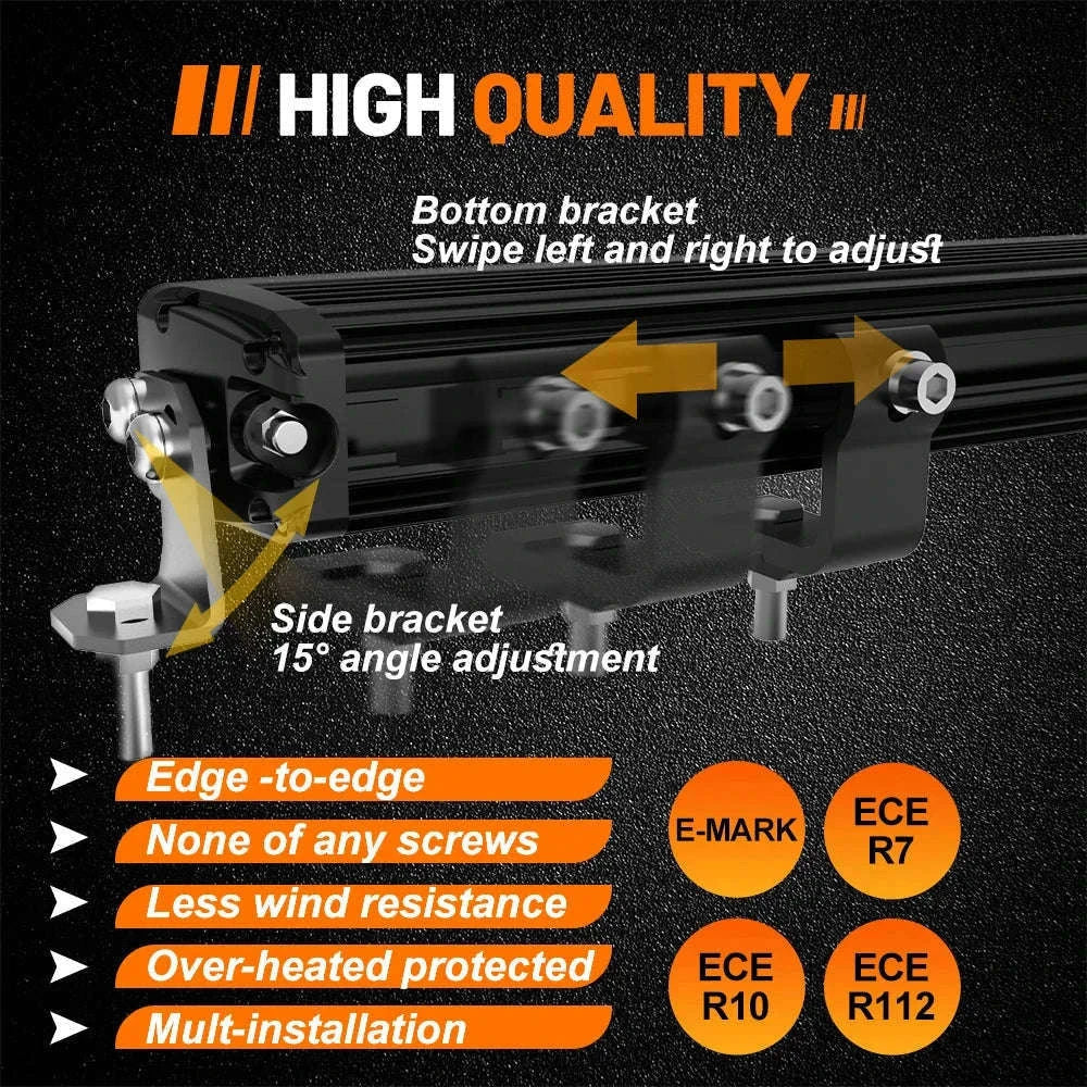 Slim LED Light Bar White & Amber 42 Inch 6500K 3500K DRL 30000LM 12V 24V-32inch / spain