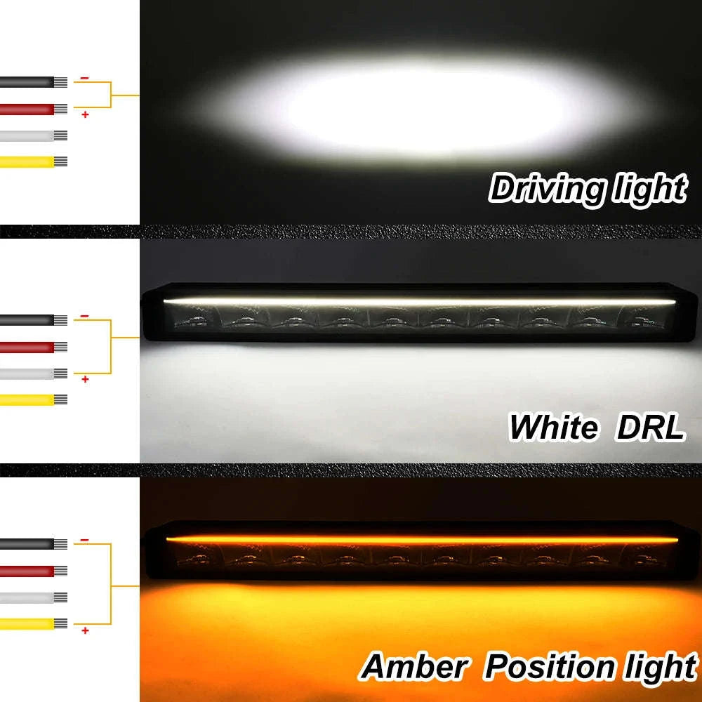 Slim LED Light Bar White & Amber 42 Inch 6500K 3500K DRL 30000LM 12V 24V-32inch / spain