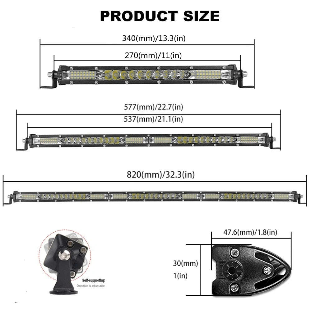 Slim Single Row LED Light Bar 12V 24V IP68 6000K-20inch led bar