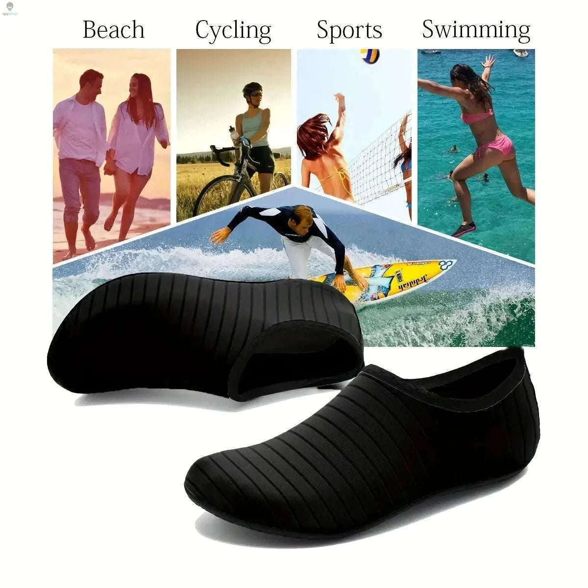 Slipproof Quick-Dry Water Shoes for Beach, Swim and Shore-Stripe Blue / 38-39