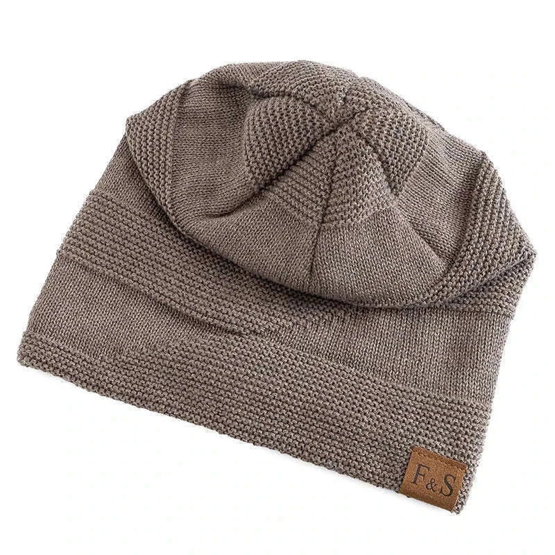 Slouchy Winter Hat with Fur Lining for Warm Casual Wear-White / 56cm-60cm
