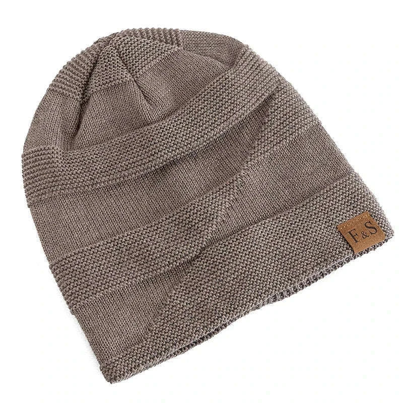 Slouchy Winter Hat with Fur Lining for Warm Casual Wear-White / 56cm-60cm