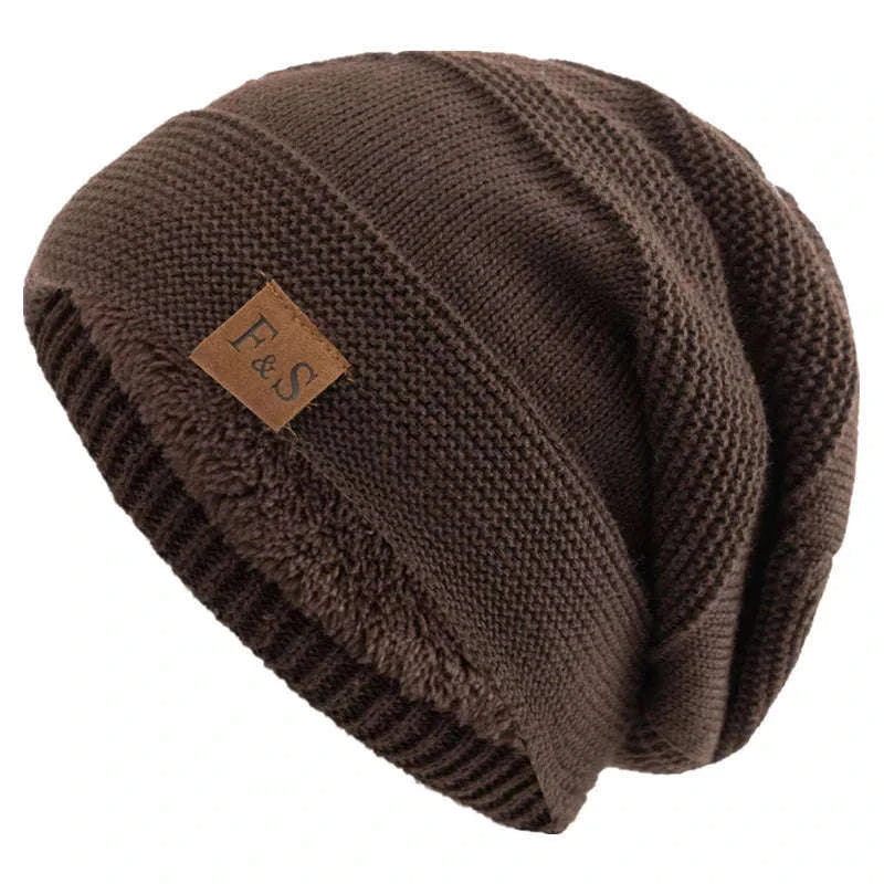 Slouchy Winter Hat with Fur Lining for Warm Casual Wear-White / 56cm-60cm