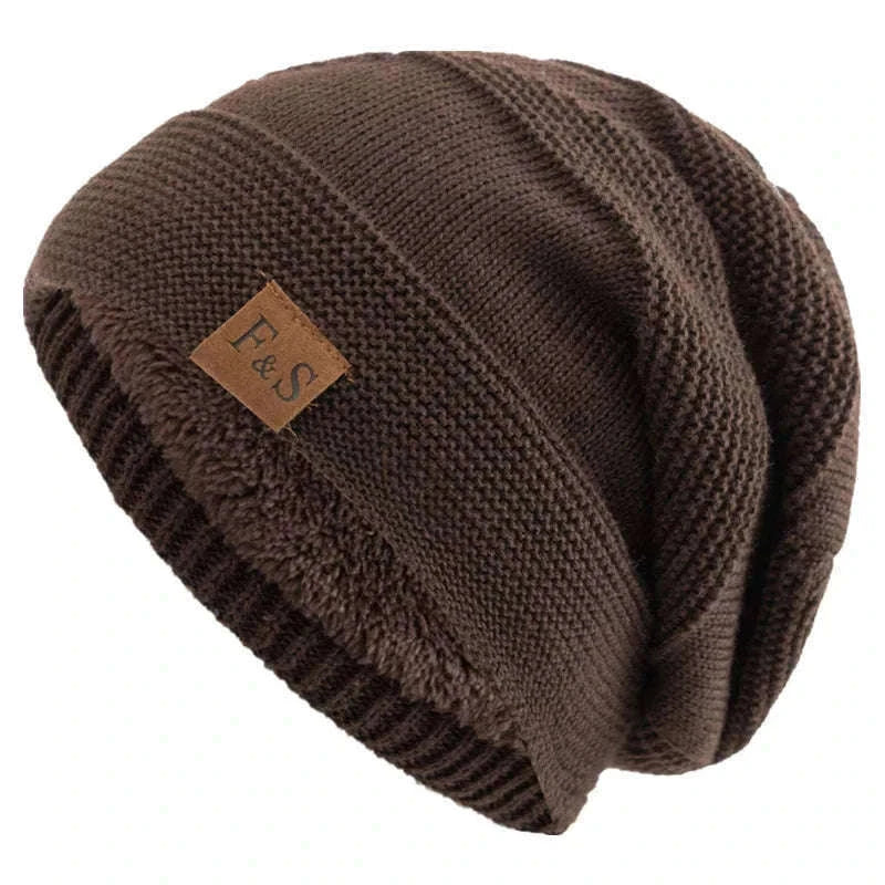 Slouchy Winter Hat with Fur Lining for Warm Casual Wear-White / 56cm-60cm