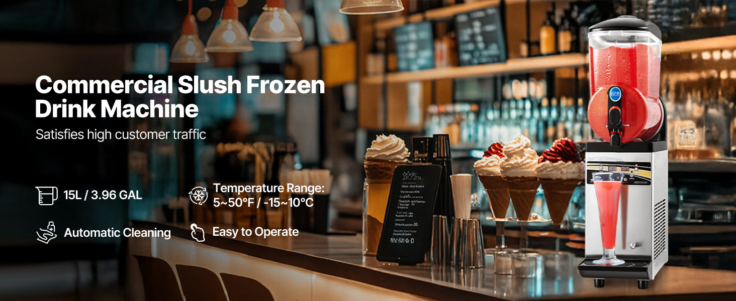 15L Commercial Slushy Machine Single Tank Frozen Drink Maker