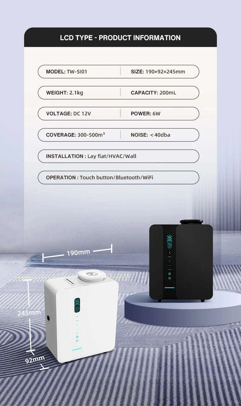 Smart Aroma Diffuser 200ml for Homes and Large Spaces-BLACK Bluetooth WIFI / US / United States