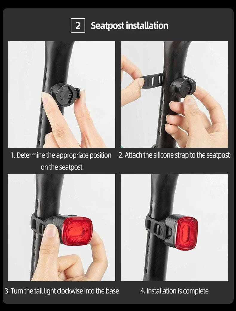 Smart Bicycle Brake Light with Auto Stop & USB-C Rechargeable-Q2