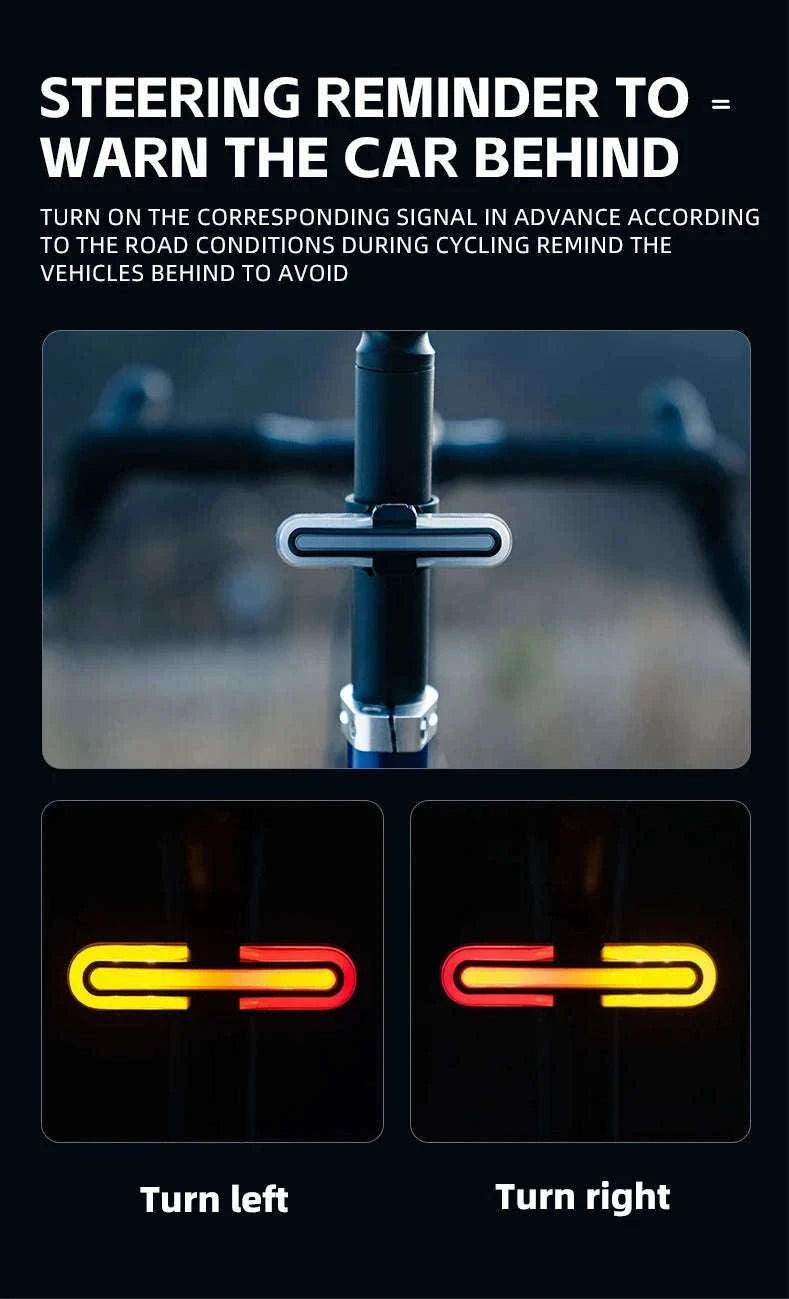Smart Bicycle Tail Light with Brake Sensor, USB-C, IPX6 Waterproof-REX01