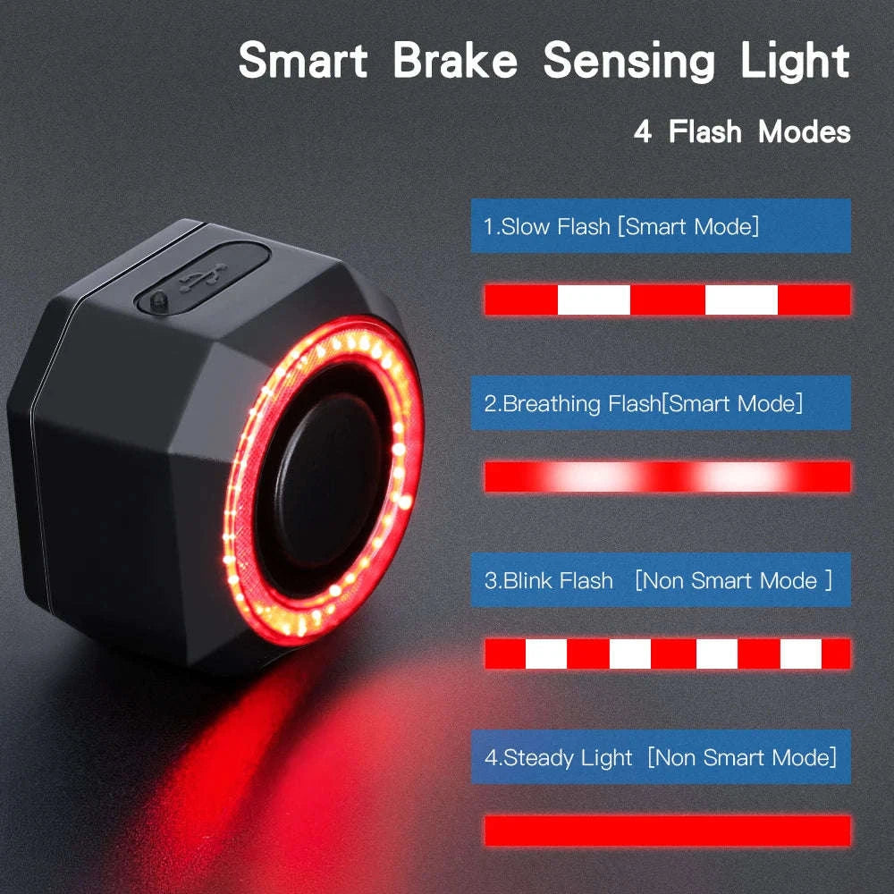 Smart Bike Light Alarm with Brake-Sensing and Remote Security-A / spain