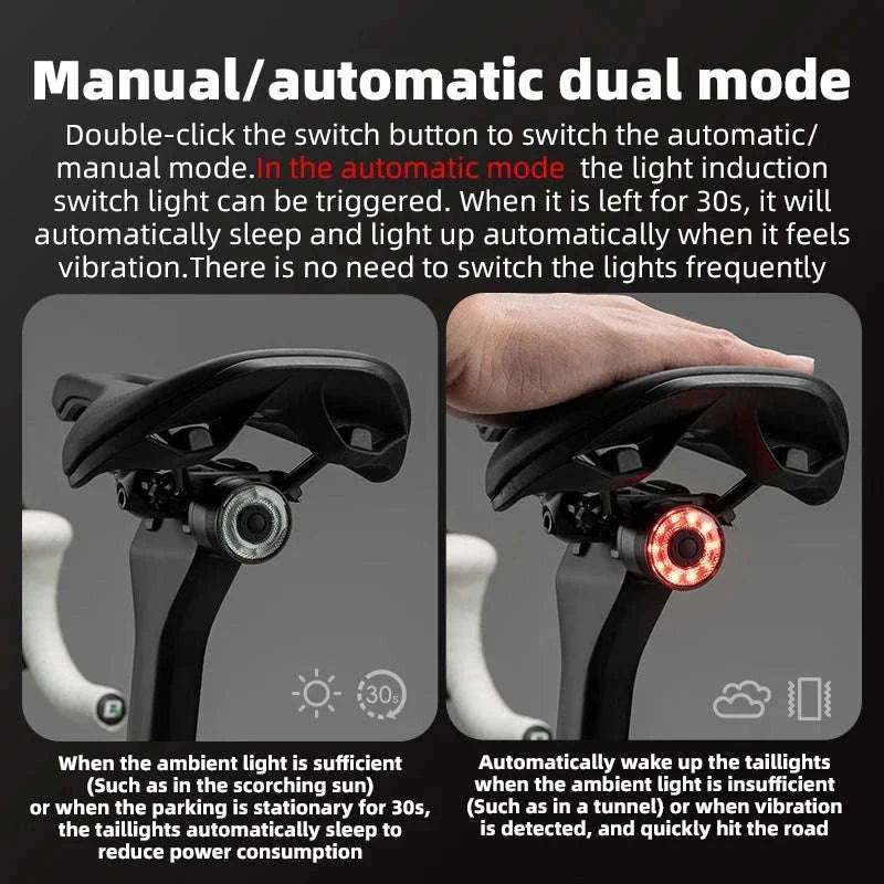 Smart Bike Rear Light with Brake Sensor & 5 Modes USB-C-Q1MAX