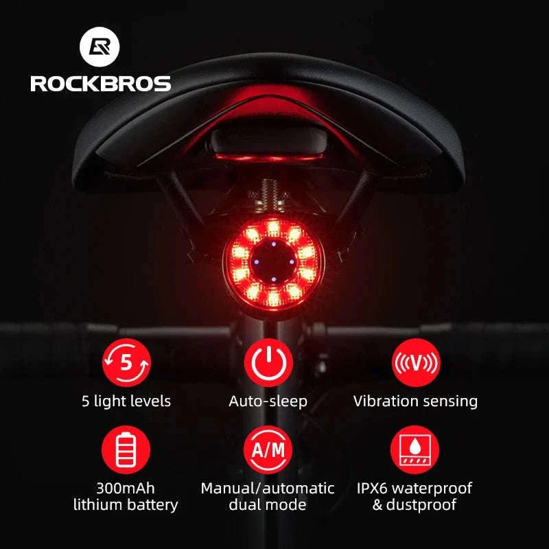Smart Bike Rear Light with Brake Sensor & 5 Modes USB-C-Q1MAX