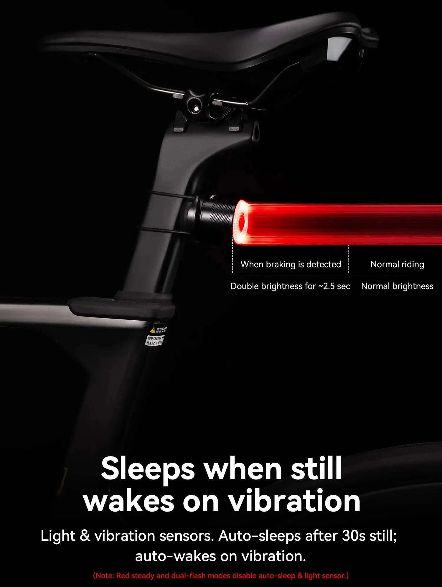 Smart Bike Tail Light with Brake Sensing & IPX6 Waterproof-Q1Ultra