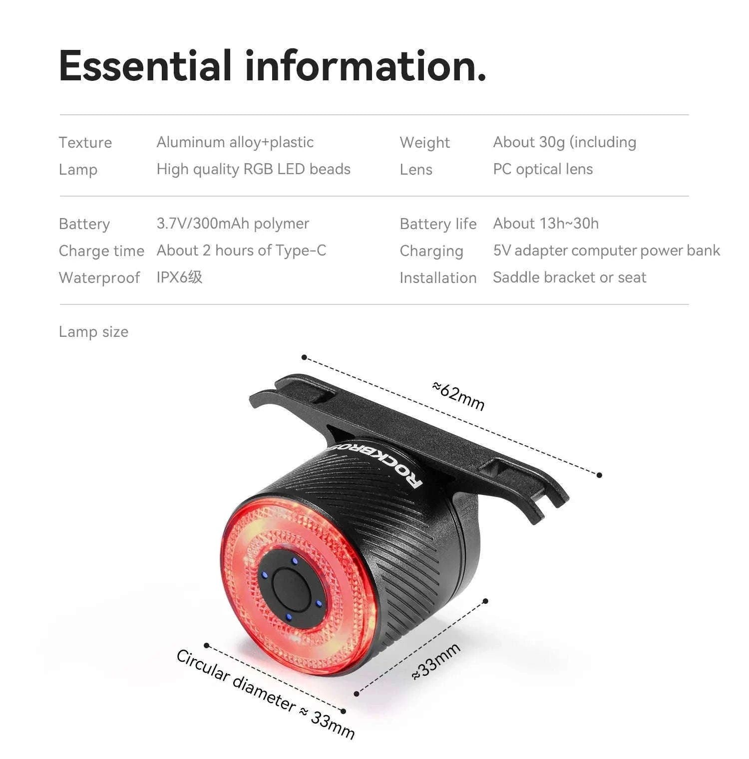 Smart Bike Tail Light with Brake Sensing & IPX6 Waterproof-Q1Ultra