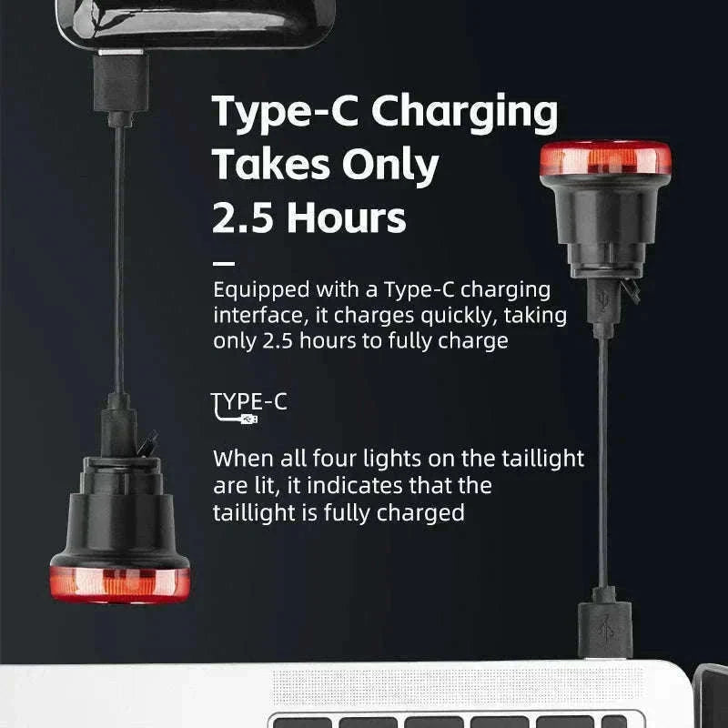 Smart Bike Tail Light with Brake Sensor and USB Rechargeable Waterproof Design-24520007001