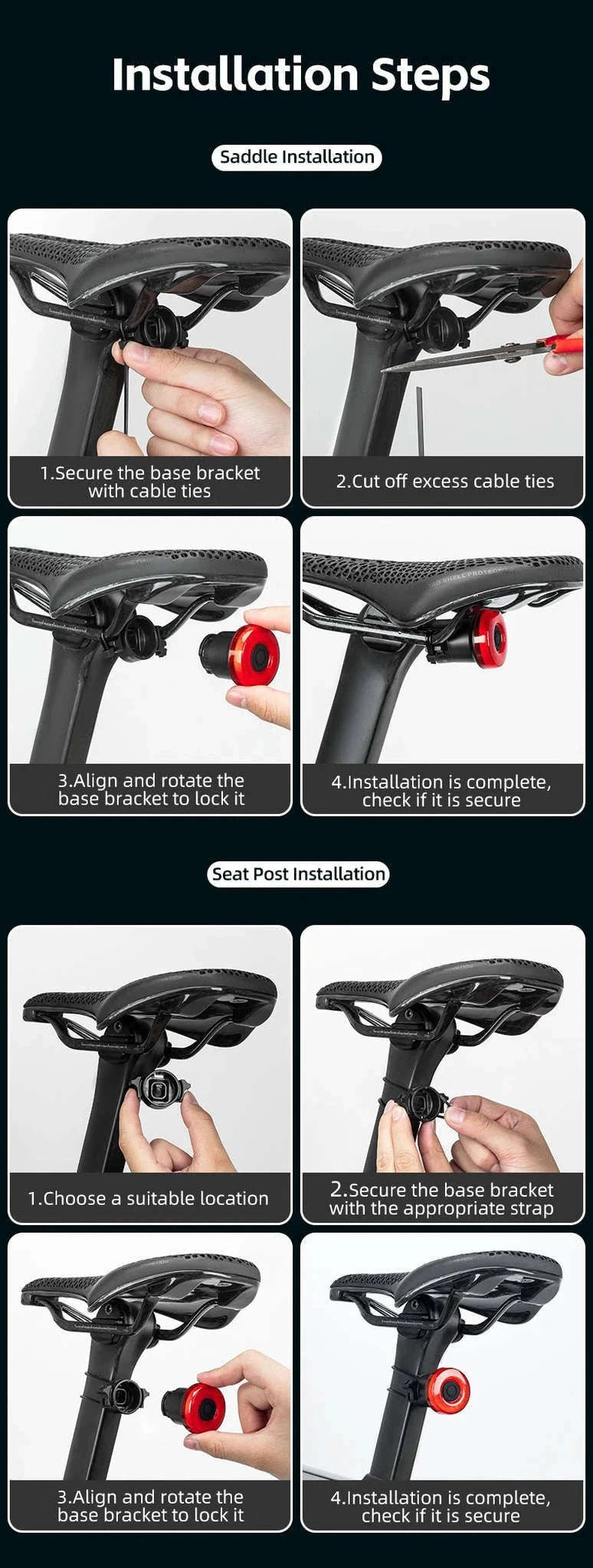 Smart Bike Tail Light with Brake Sensor & IPX7 Waterproof-24520007001