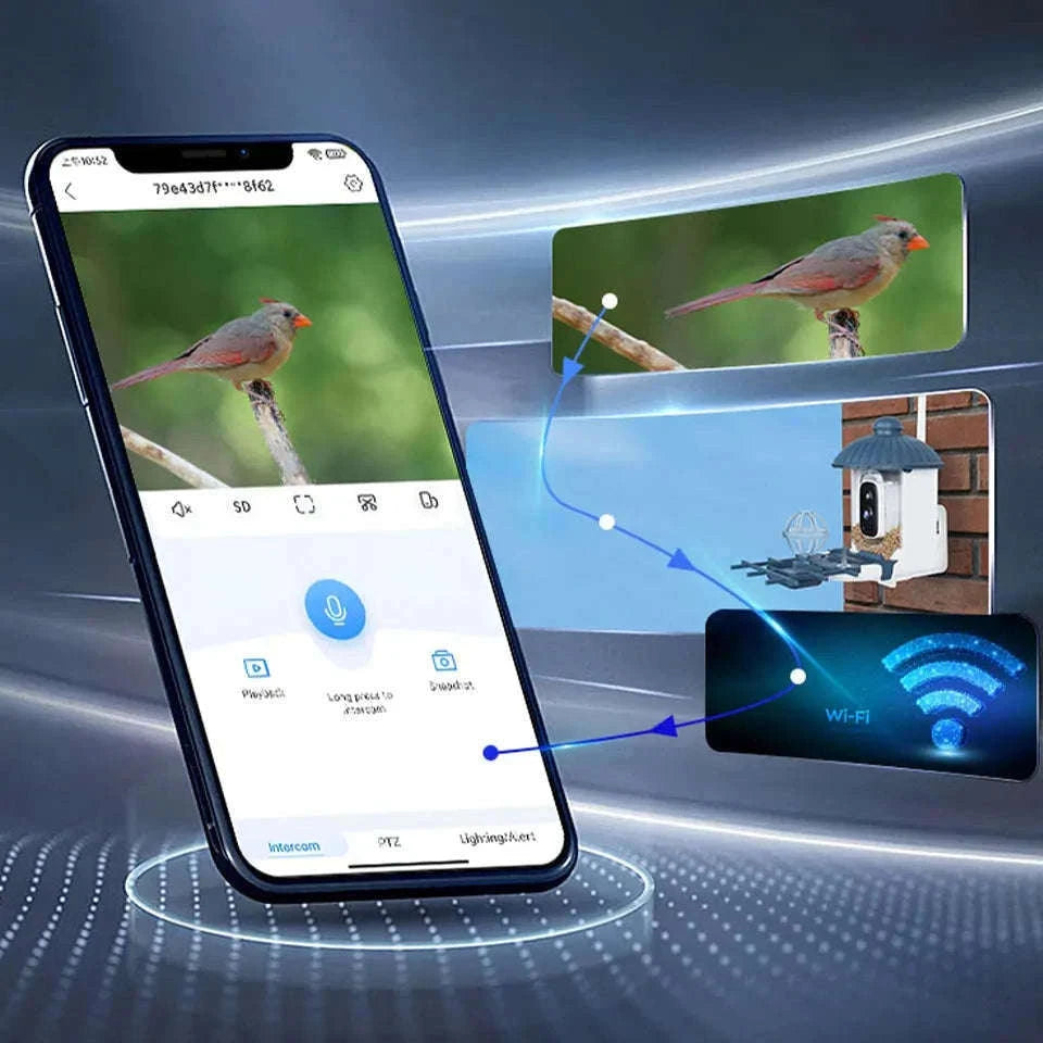 Smart Bird Feeder Camera with Solar Power, 4MP HD WiFi-128G SD Card