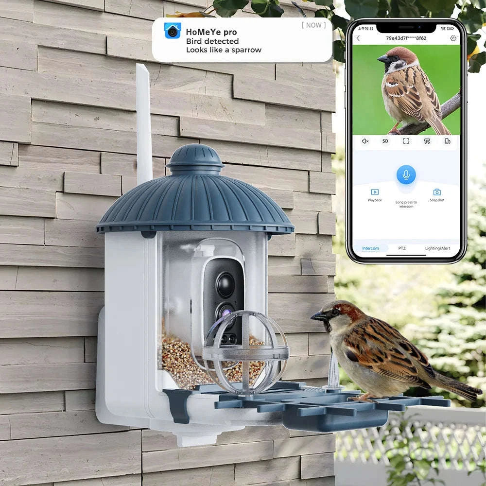 Smart Bird Feeder Camera with Solar Power, 4MP HD WiFi-128G SD Card
