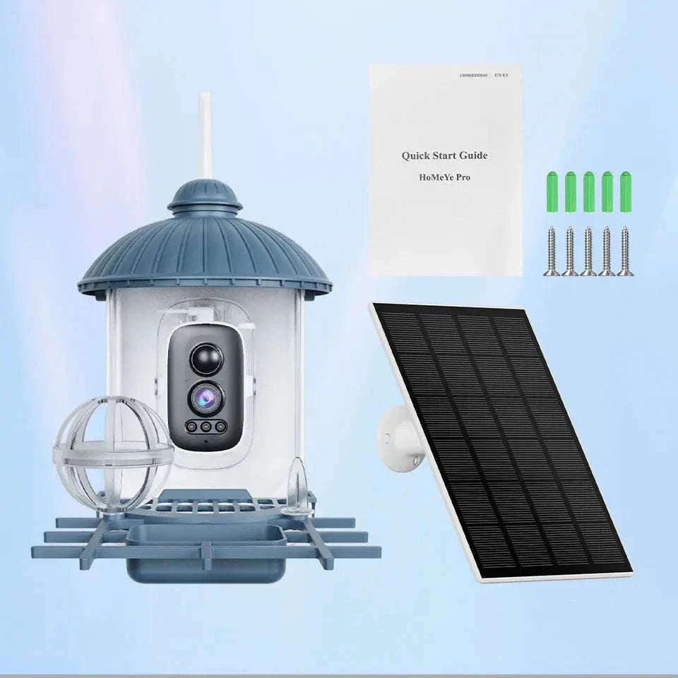 Smart Bird Feeder Camera with Solar Power, 4MP HD WiFi-128G SD Card