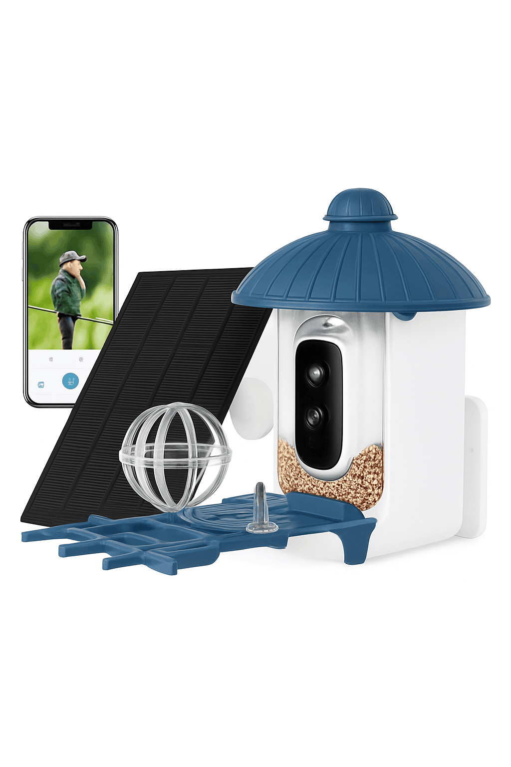 Smart Bird Feeder Camera with Solar Power, 4MP HD WiFi-128G SD Card